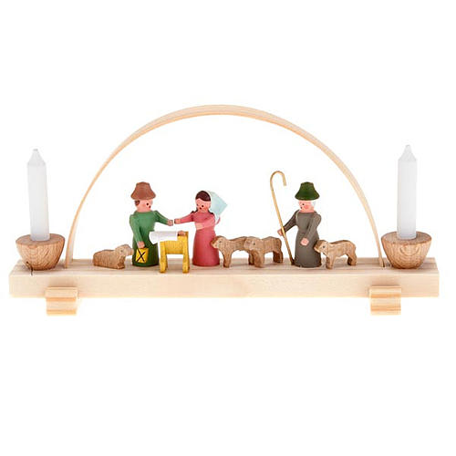 Mini nativity scene in wood, hand made with arch 1