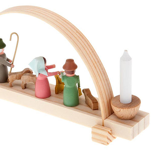 Mini nativity scene in wood, hand made with arch 2