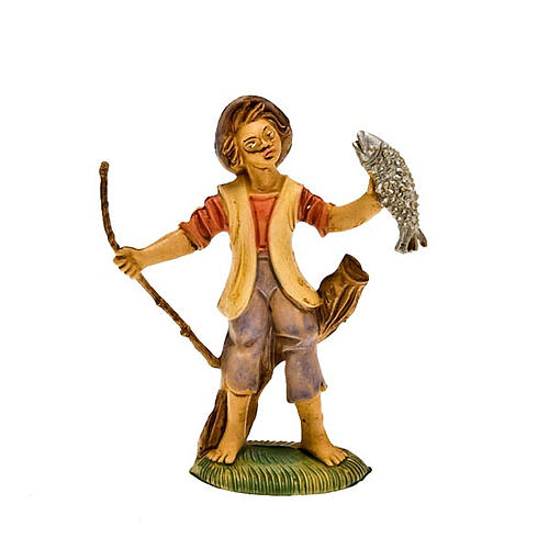 Nativity figurine, fisherman with fish measuring 8cm (3,15in). 1