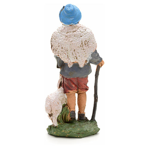 Nativity figurine, shepherd with sheep and stick 10cm 2