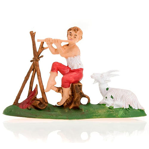 Nativity figurine, fifer boy with fire and goat 8cm 1