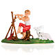 Nativity figurine, fifer boy with fire and goat 8cm s1