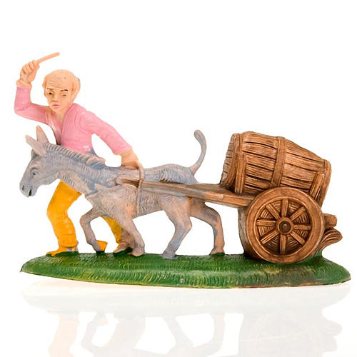 Nativity figurine, carter with cask ans donkey 8cm 1