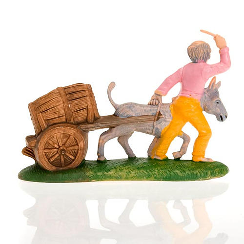 Nativity figurine, carter with cask ans donkey 8cm 2