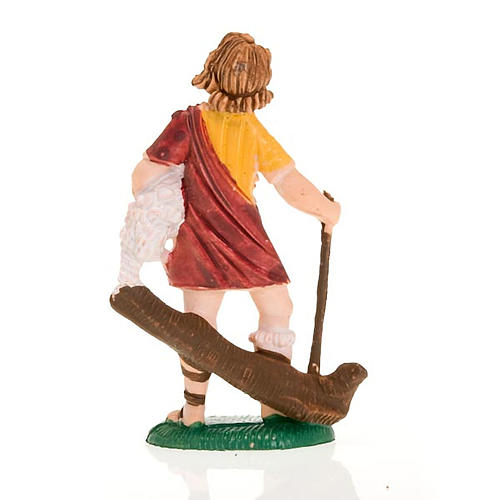 Nativity figurine, shepherd with sheep with stick 8cm 2