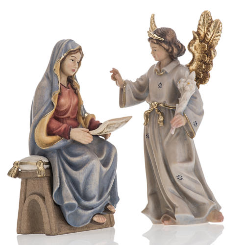 Anunciação do Anjo a Maria madeira pintada 1