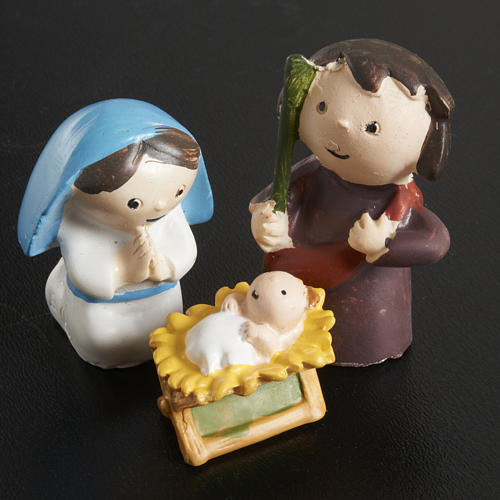 Nativity scene in coloured resin, 8 figurines 4,5cm 2