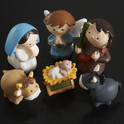 Nativity scene in coloured resin, 20 figurines 4,5cm 2