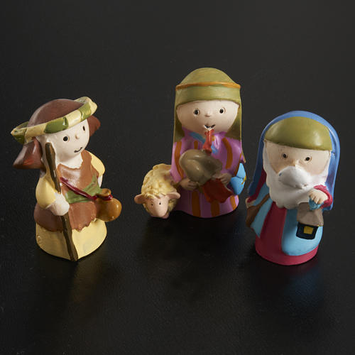 Nativity scene in coloured resin, 20 figurines 4,5cm 4