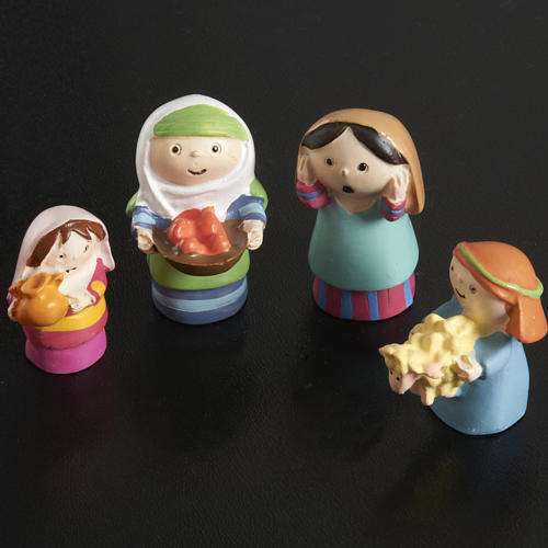 Nativity scene in coloured resin, 20 figurines 4,5cm 5