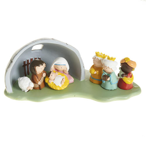 Nativity scene with stable, 7 figurines 8x18cm 1