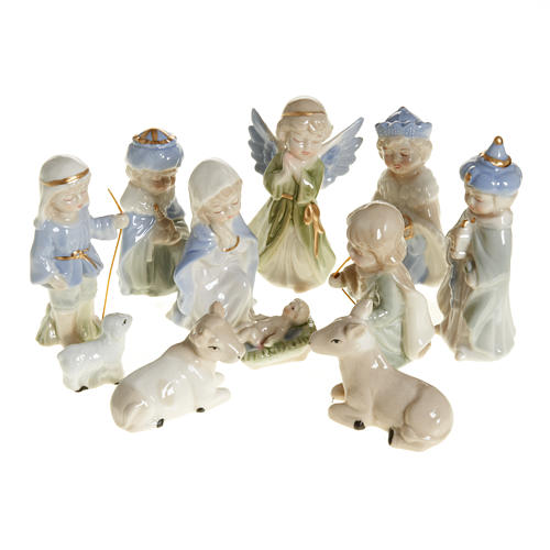 Nativity scene in ceramic, 11 figurines 10cm 1