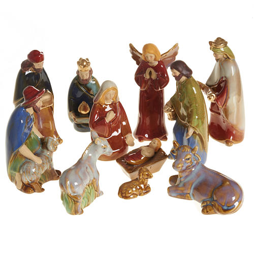 Nativity scene full set in ceramic, 11 figurines, 15 cm 1