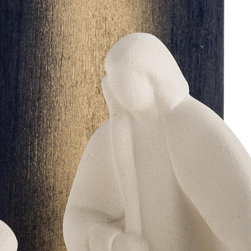 Nativity scene Noel model in white clay and gold natural wood,28 4