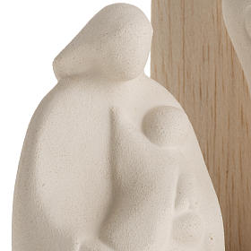 Nativity scene Noel model in white clay and natural wood, 28cm s3