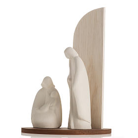Nativity scene Noel model in white clay and natural wood, 28cm s5