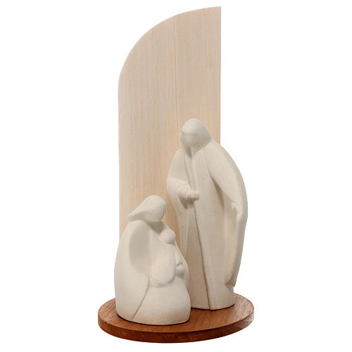 Nativity scene Noel model in white clay and natural wood, 28cm 1