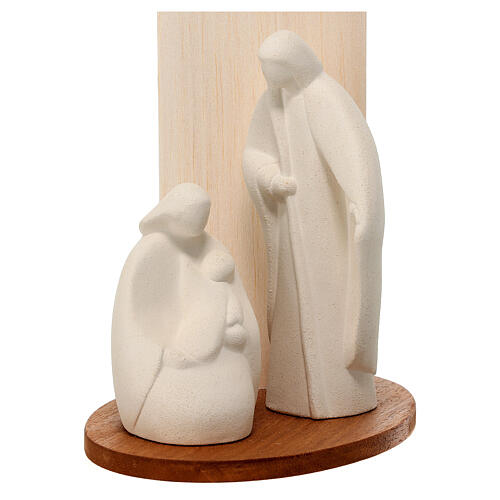 Nativity scene Noel model in white clay and natural wood, 28cm 2