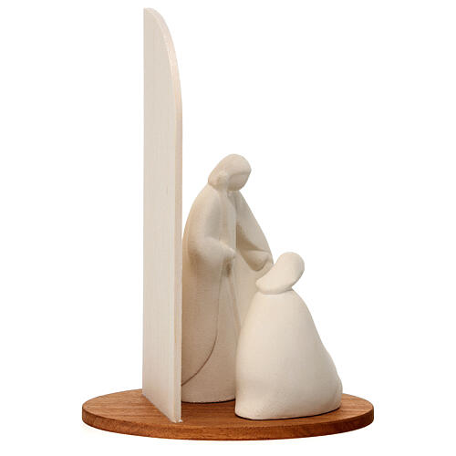 Nativity scene Noel model in white clay and natural wood, 28cm 5