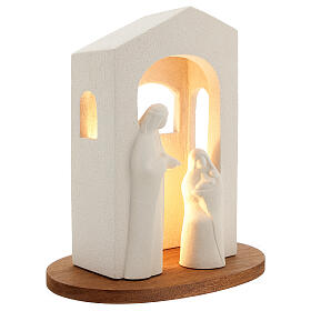 Nativity scene with light in white clay, 25,5cm s3