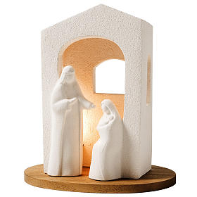 Crèches Noël stylisées: Crèche nativité Lumière argile blanche 25.5