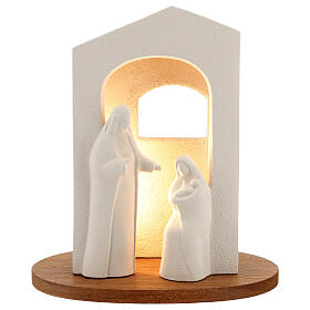 Nativity scene with light in white clay, 25,5cm