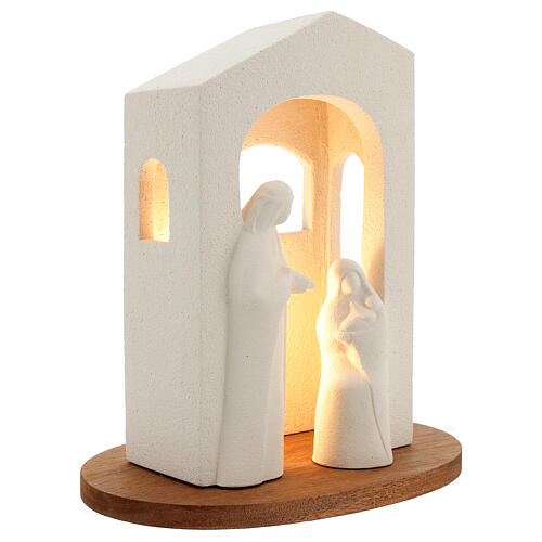 Nativity scene with light in white clay, 25,5cm 3