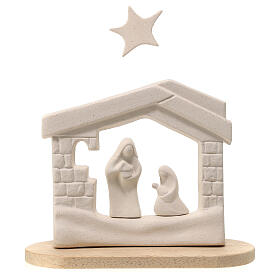 Nativity scene, nativity stable in clay with base, 14,5cm