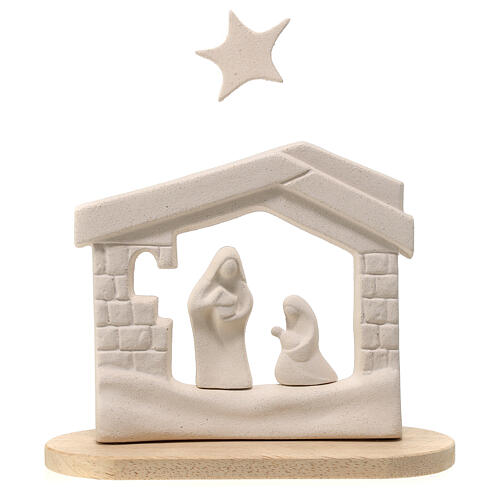 Szopka domek Boże Narodzenie na podstawie glina 14.5 cm 1