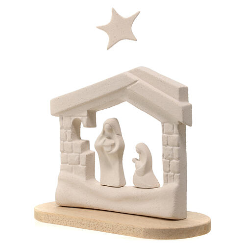 Nativity scene, nativity stable in clay with base, 14,5cm 2