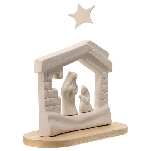 Nativity scene, nativity stable in clay with base, 14,5cm 3