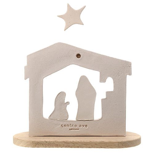 Nativity scene, nativity stable in clay with base, 14,5cm 5
