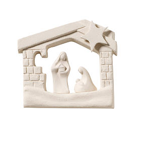 Crèches Noël stylisées: Crèche maison de Noel argile à accrocher 13.5 cm