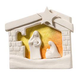 Crèches Noël stylisées: Crèche maison Noel argile orange à accrocher