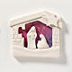 Szopka domek Boże Narodzenie na ścianę glina fioletowy 13.5 cm s1