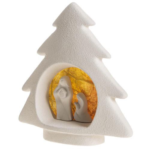 Nativity scene, tree shaped wall nativity in clay, orange 4