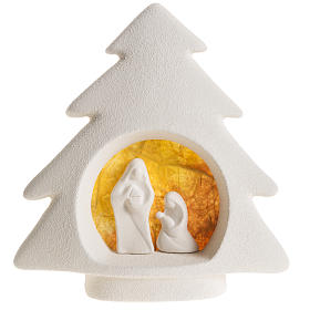 Nativity scene, tree shaped wall nativity in clay, orange