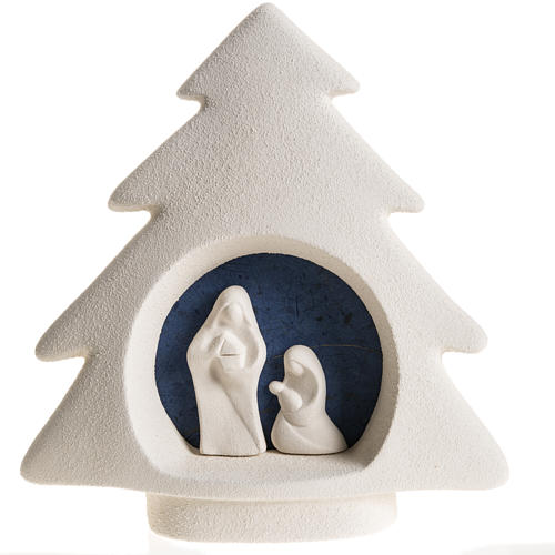 Sapin Noel à accrocher Nativité bleue argile 1