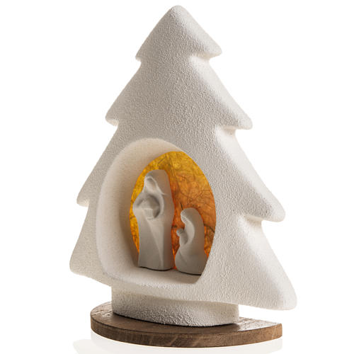 Nativity scene, tree shaped with base in clay, orange 4