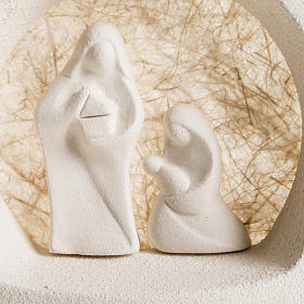 Nativity scene, tree shaped with base in clay, beige