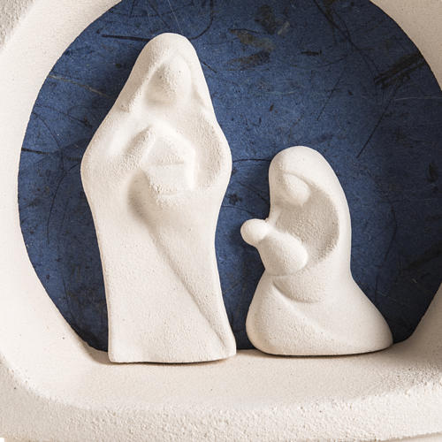 Nativity scene, tree shaped with base in clay, blue 2
