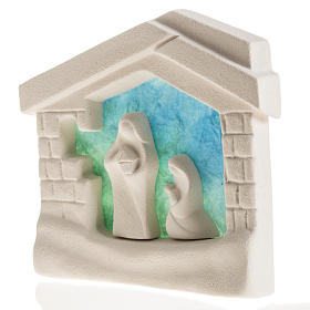 Casa del nacimiento para pared, azul claro en arcilla s4