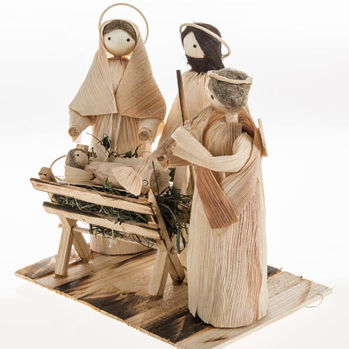 Pesebre estilizado con ángel hecho de la hoja del maiz 3