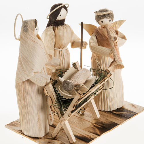 Presepe stilizzato con angelo fatto con pannocchie 2