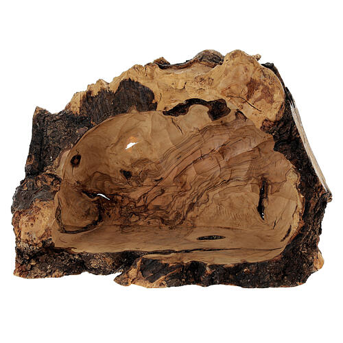 Presepe completo legno olivo Betlemme 14 cm con grotta 8