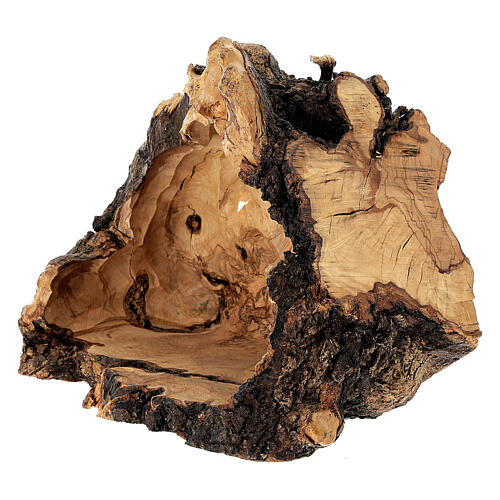 Presepe completo legno olivo Betlemme 14 cm con grotta 9