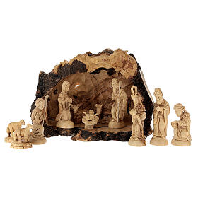 Nativity scene olive wood, Bethlehem 14 cm