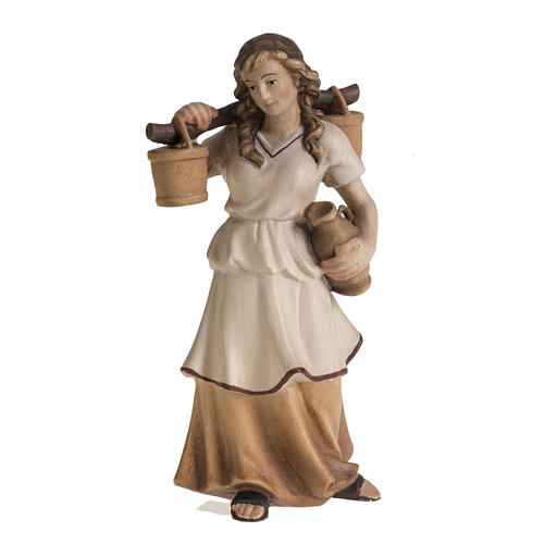 Shepherdess with amphora for Raffaello nativity in painted wood, 1
