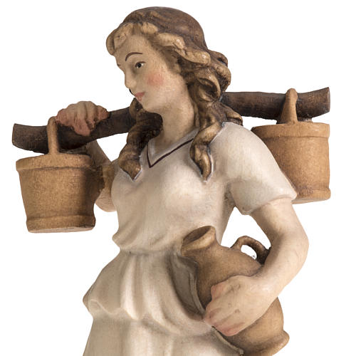 Shepherdess with amphora for Raffaello nativity in painted wood, 2