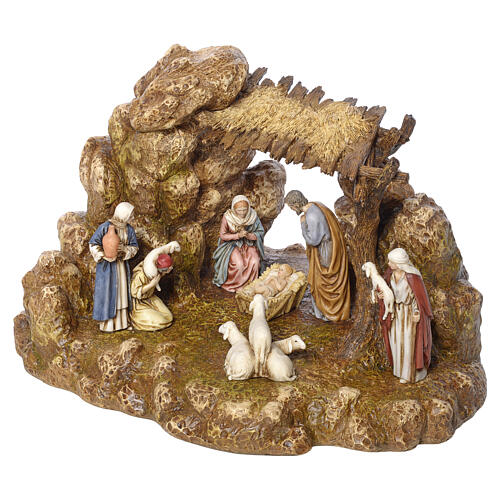 Nativity scene with stable by Landi, 11cm 2